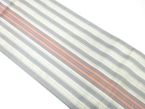 アンティーク　手織り紬　縞模様織り出し全通袋帯（材料）